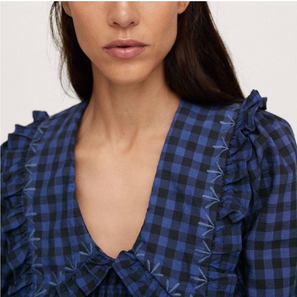 Mango Check Baby Doll Neck Dress, XS - Picture 4 of 9